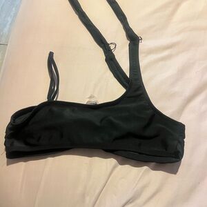 XOXO Black One-Shoulder Swim Top with Chain Detail